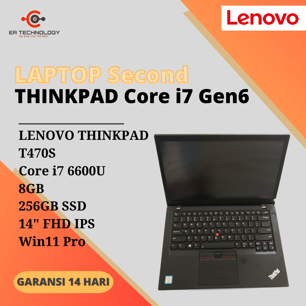 LENOVO THINKPAD T470S Core i7-6600U 8GB 256SSD 14" FHD IPS Win11 Pro