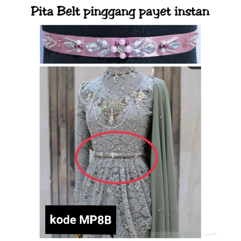 Pita belt Payet rangkai mutiara kode MP8B