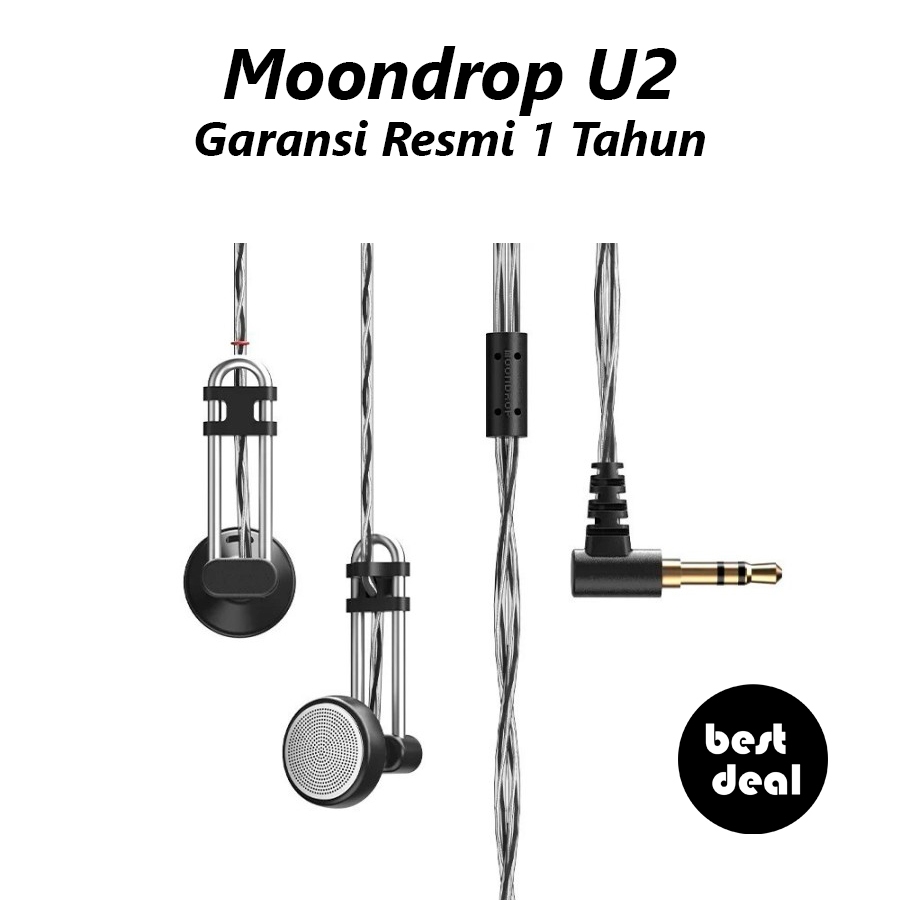 Moondrop U2 14.8mm Dynamic Driver HiFi Earbuds Earphone with 3.5mm Plug