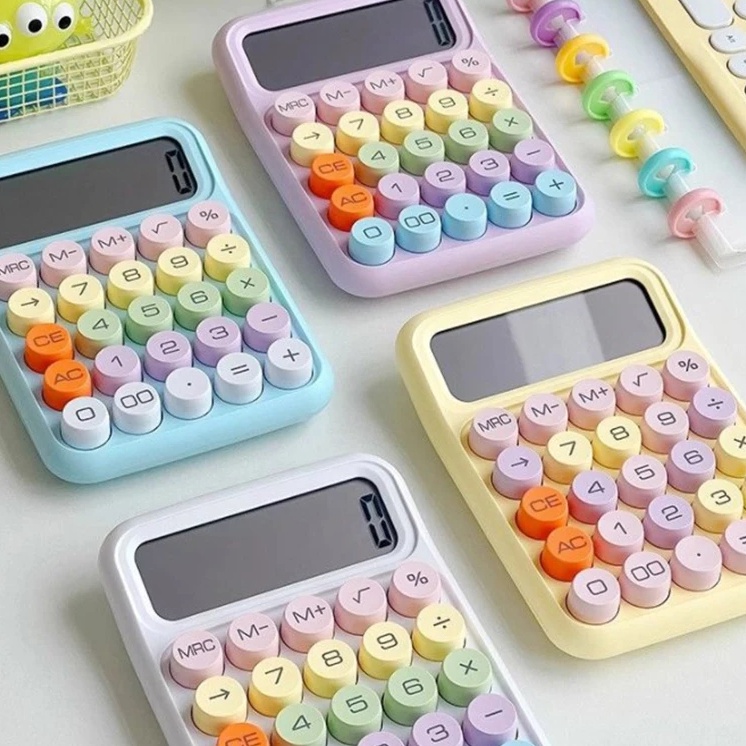 Kalkulator 12digit KINCIZEN KC 817Calculator Kawaii Bulat rainbow Korea kartun warna pastel keyboard