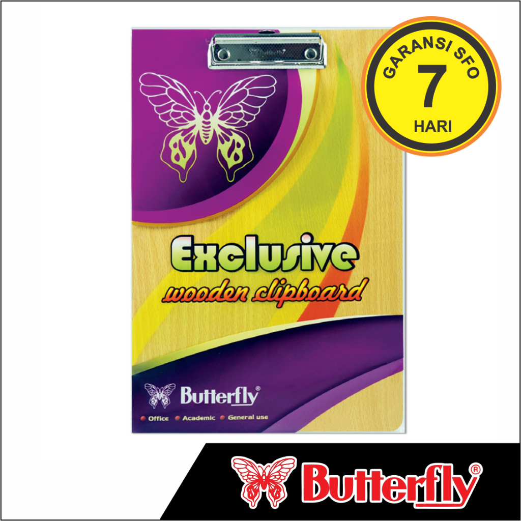 

Clip Board / Papan Ujian Butterfly F4 Kayu