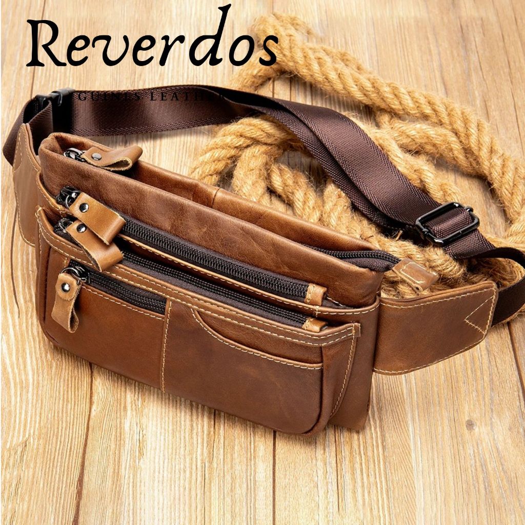 Tas Pinggang Mini Kulit Asli - Tas Pinggang Pria Gaya Vintage Kulit Asli