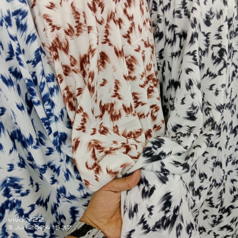 bahan kain katun rayon motif abstrak mewah