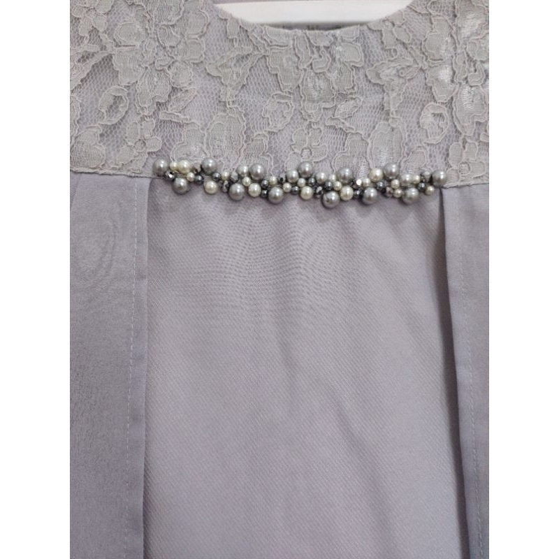 Dress Gamis Lussade Gita Dress Mutiara Ungu Pastel Lilac Brukat Premium Pesta Kondangan Cewek Wanita