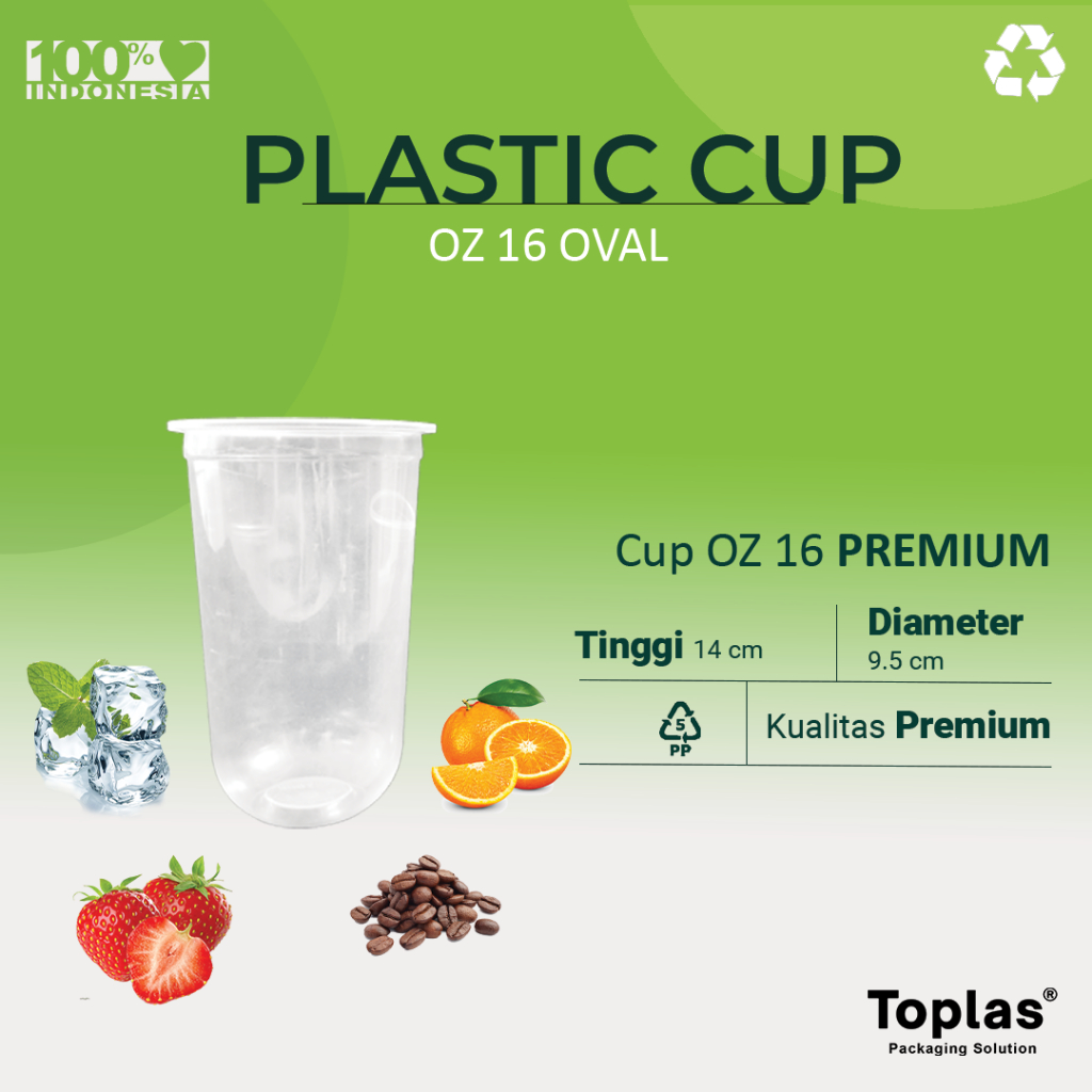 BEBAS Gelas Plastik Oval 16 oz (ISI 50) / Gelas oval 16 oz / Gelas Plastik Cup / Gelas Oval Plastik