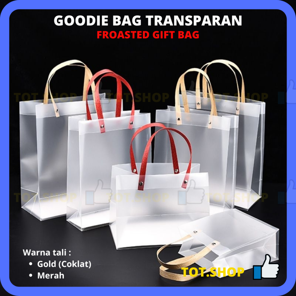 

Goodie Bag Transparan Froasted Gift Bags Tas Souvenir, Kado, Hadiah Tas Mika PP Polos Doff Tas Parsel | Tas Souvenir | Tas Bingkisan | Tas Hadiah | Tas Hampers | PP Doff Transparan TOTEBAG TRANSPARAN