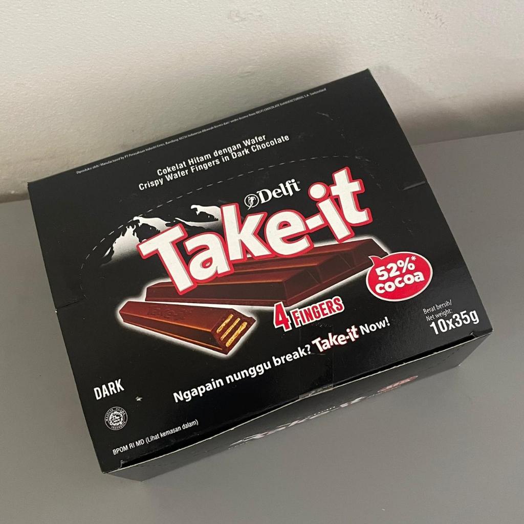 

DELFI TAKE IT 4 FINGERS DARK 35 GRAM 1 BOX ISI 10 | COKLAT WAFER