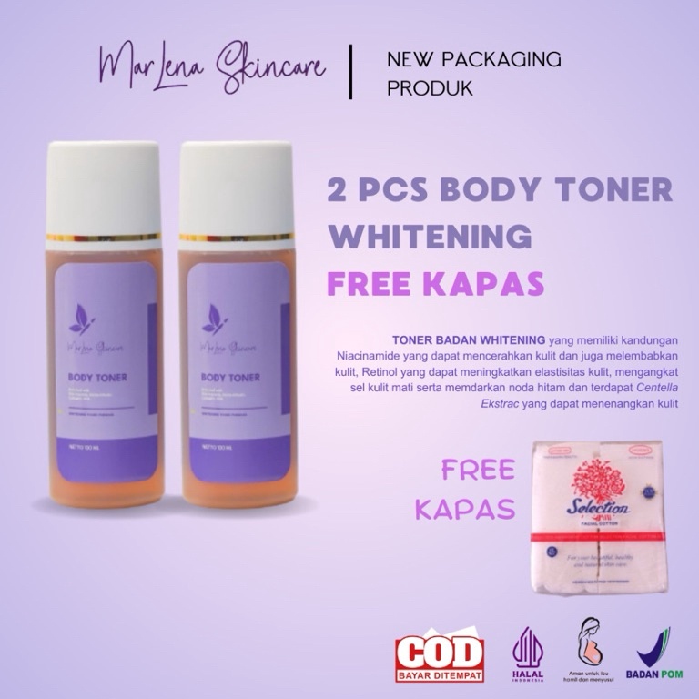 TONER BODY MARLENA WHITENING 2 PCS FREE KAPAS KODE H5N5
