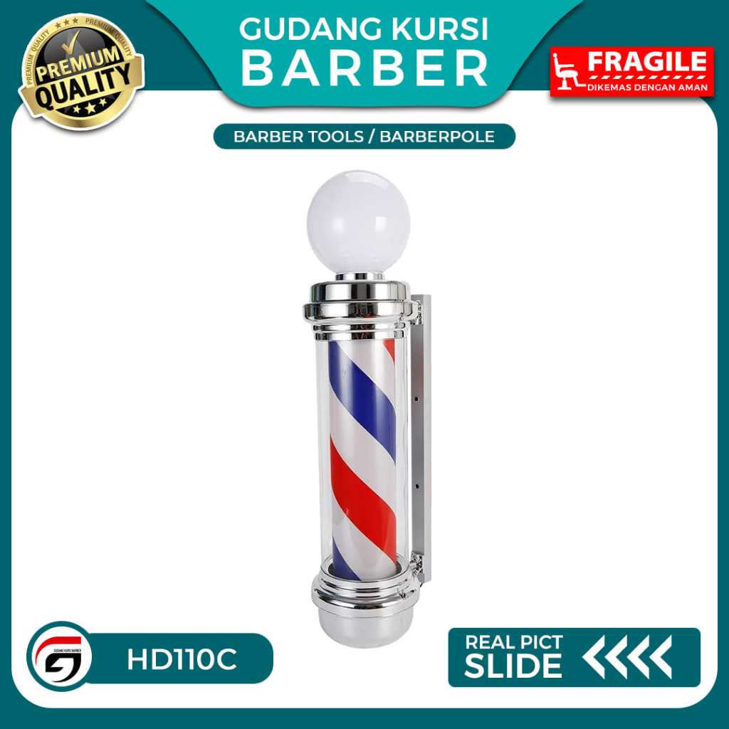 Lampu Barberpole Bohlam Tinggi 110 Lampu Pangkas Rambut Barbershop Sign HD 110 C