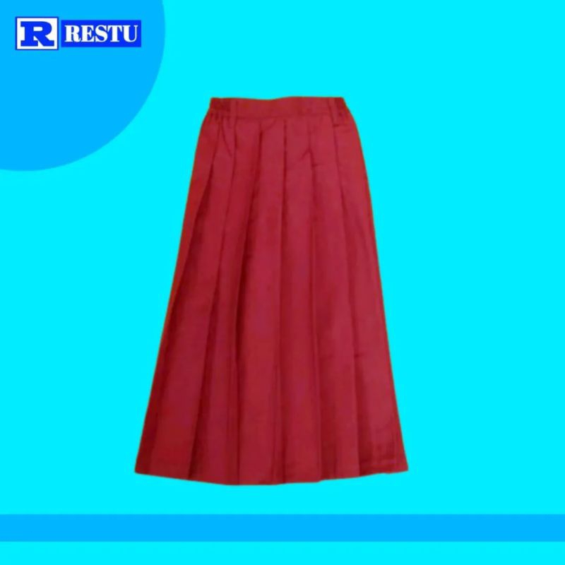 rok sd merah panjang , rok rempel sd panjang , rok sd merah panjang