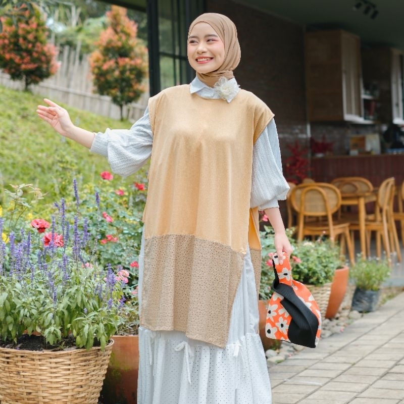 Maoutfit - Delina Vest Tunik | Outer Midi | Long Outer | Outer Tali | Luaran Wanita Kekinian | Vest 