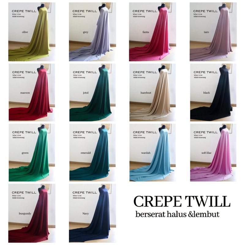 kain meteran prada crepe bahan polos | kain polosan |bahan untuk couple murah | harga 0.5