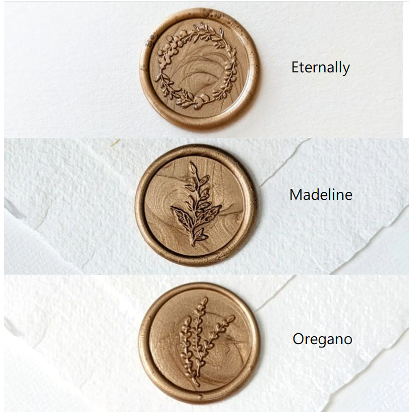 

Eternally / Madeline / Oregano (LIGHT Gold) - 1 Pcs Wax Seal Sticker Undangan WAXSEALCOIN Vintage / Tanpa Minimum / 1 Pcs/ Termasuk Double tape / Lilin Wax Seal Vintage