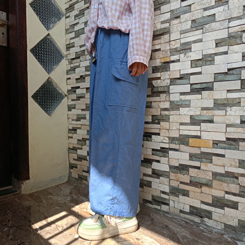 Celana Panjang Wanita Jeans Cargo/Jeans Cargo Kekinian