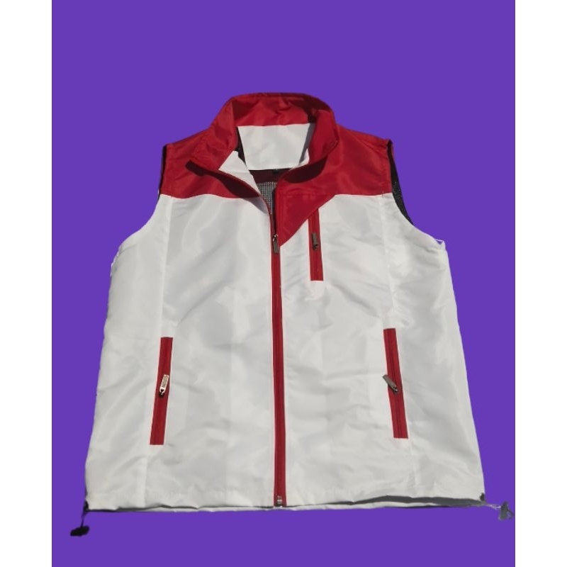 rompi motor pria dan wanita /rompi vest outdoor merah putih