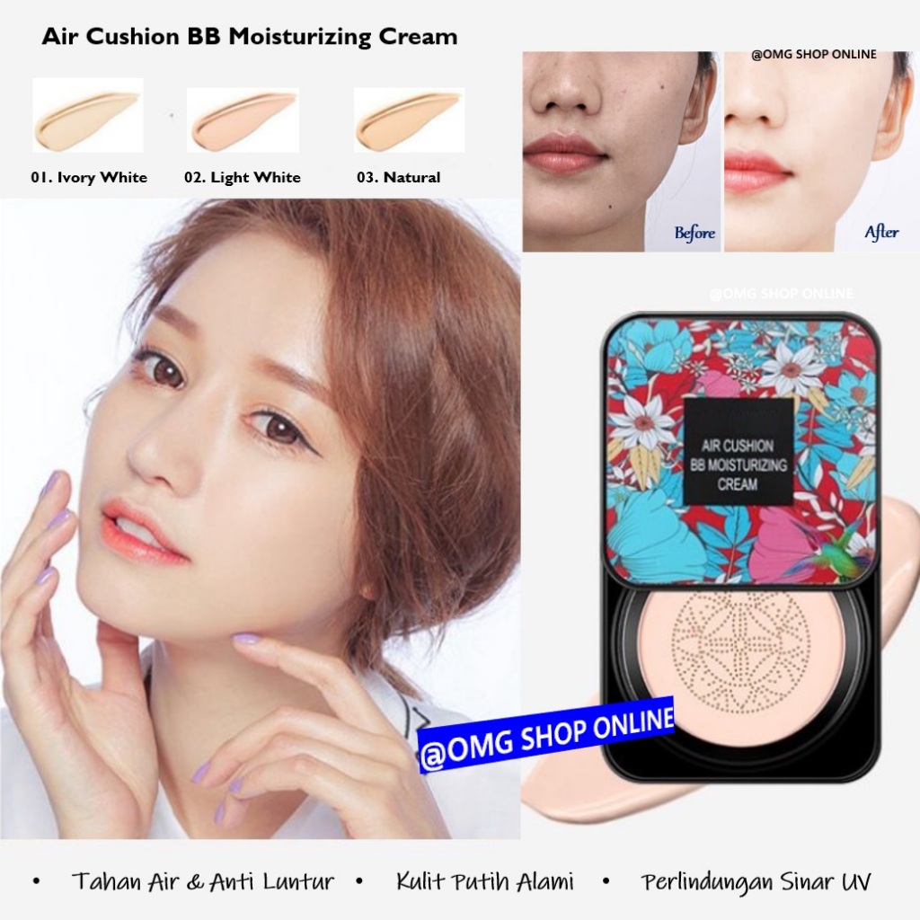 Termurah !!! Air Cushion BB Cream Waterproof Bedak Glowing Tahan Lama Anti Air Anti Luntur Korea CC 