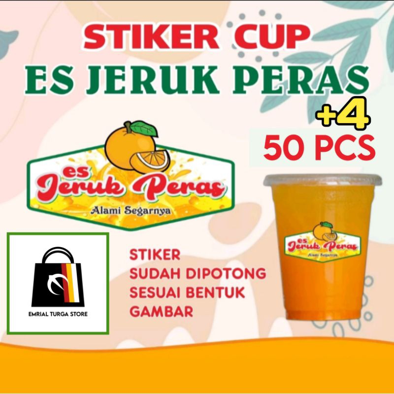 Stiker Label Cup Es Jeruk Peras Cromo