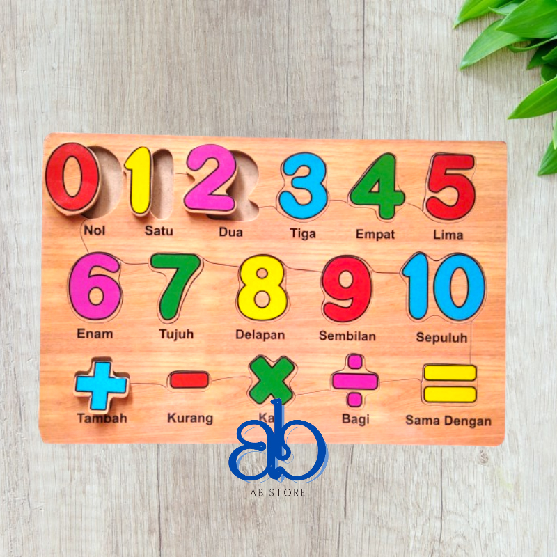 Puzzle Kayu Angka Berhitung - Mainan Edukasi Anak Belajar Berhitung Angka