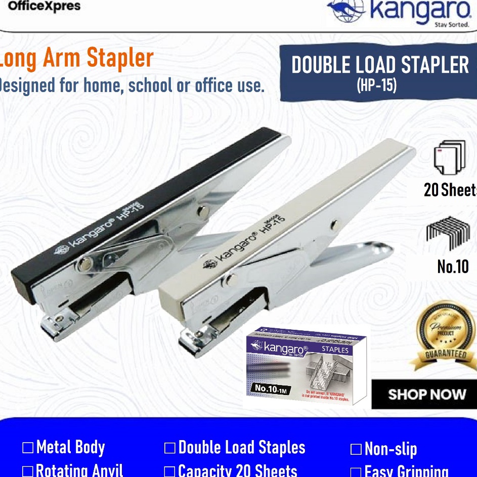 

Dijual Murah Long Arm Stapler HP15 Stapler Jilid HP 15 Stapler Buaya HP15 Kangaro Stapler Standar HP15 Double Load Stapler No1 Hekter No 1