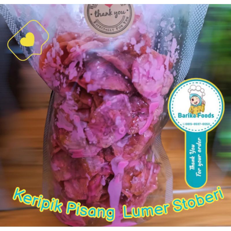 

Keripik Pisang Lumer Stroberi 100 gr