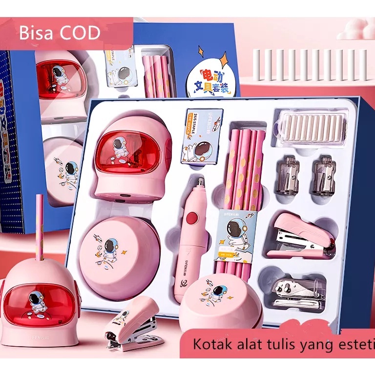 

Paling Bagus CT Electric Stationery Set Set Alat Tulis Elektrik Rautan Penghapus Vacuum Pensil 11 In 1