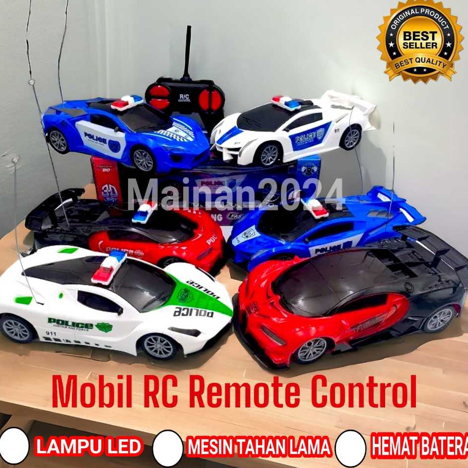 Klasik Mainan 4 FC mobil rc 27 MHZ 118 RC POLICE CAR balap sepeda mobil remote control LED