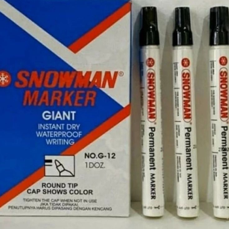 

Ready Stock spidol snowman permanent board marker G12 1box isi 12pcs