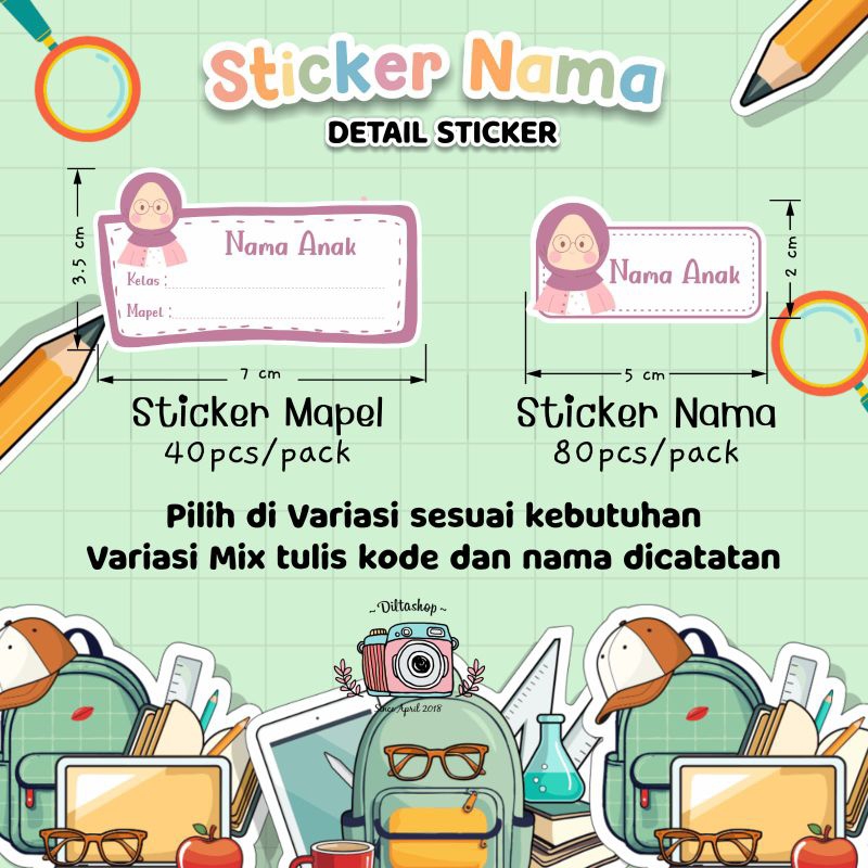 

Sticker Nama dan Mata Pelajaran