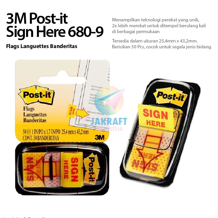 

Produk 5 Lembar 3M POSTIT 689 SIGN HERE isi 5 Sticky Note Memo Tempel Bahan Plastik