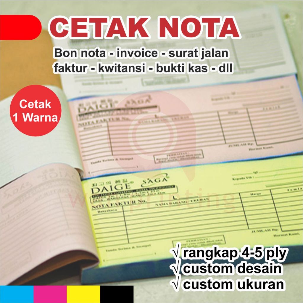 

CUSTOM NOTA 4 PLY 5 PLY SURAT JALAN BERITA ACARA PERINTAH KERJA CETAK 1 WARNA