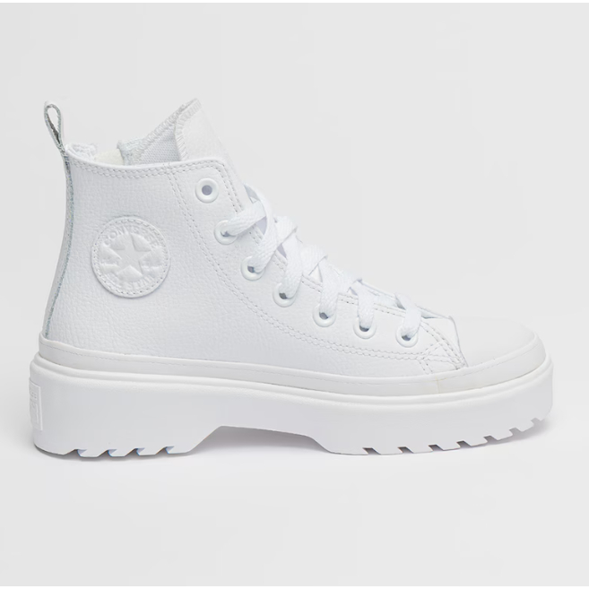 Converse Chuck Taylor All Star Lift Platform Lugged Leather Zip Zipper White