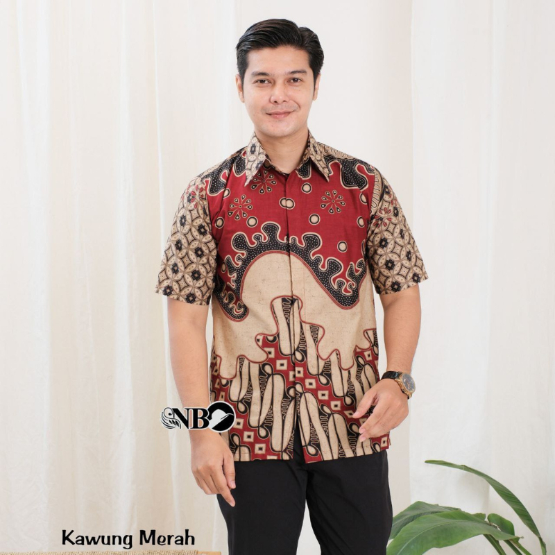 ATASAN BAJU BATIK PRIA LENGAN PENDEK HEM BATIK PRIA LENGAN PENDEK BIG SIZE SUPER JUMBO