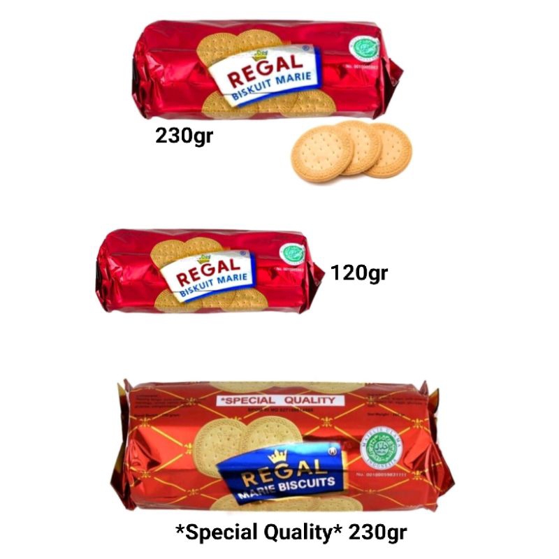 

Marie Regal 120gr, 230gr, Marie Spesial - Biskuit Marie Regal / Biskuit Regal Spesial / Biscuit Regal / Regal Marie Biskuit / Biscuit Regal Spesial /Cemilan Biskuit Tinggi Protein / Hampers Ultah / Biscuit Family Pack / Biskuit Sehat / Cemilan Keluarga