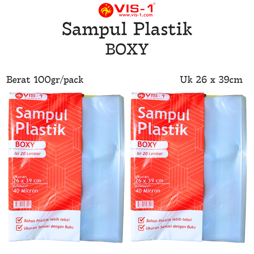 Sampul Plastik Boxy VIS-1 @20lembar 1pack / Sampul Plastik Buku Tulis Besar