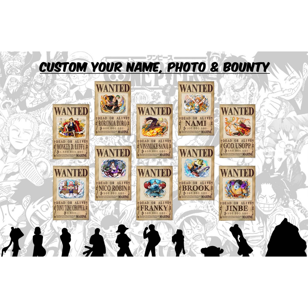 Poster Bounty One Piece Wanted Poster Dinding Kamar Aesthetic Anime One Piece Ukuran A4