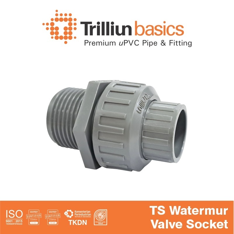 Fitting PVC Watermur Valve ( Drat Luar ) Trilliun Ekonomis - D-1" x 1/2" ( Bahan Baku Murni, Kuat Da