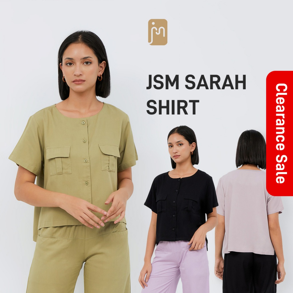 JSM Atasan Blouse Wanita - Lengan Pendek SARAH Shirt Katun Rayon