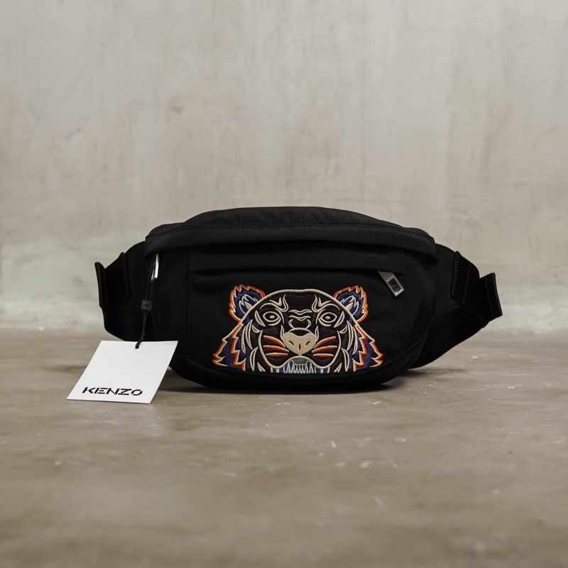 Kenzo Tiger Blue Orange Bumbag / Waist Bag / Belt Bag in Black