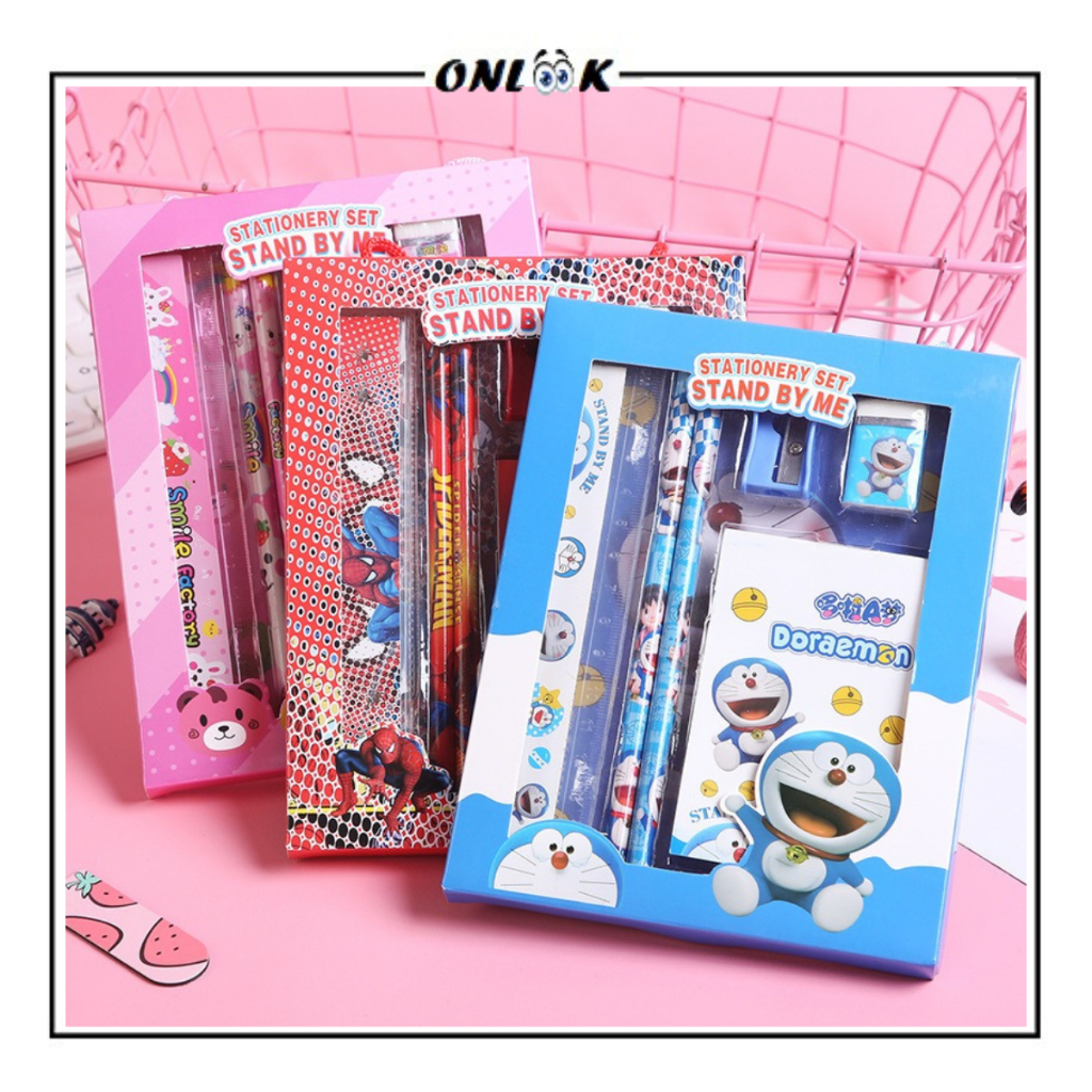 

Stationery Set Study + NOTES 6IN1 / School Supplies Gift Eraser Ruler / Paket Lengkap Alat Tulis 6 Pcs Notebook Penggaris Pensil Penghapus Rautan Buku Tulis Karakter Imut / Peralatan Sekolah Menulis Anak TK SD SMP Hadiah Souvenir Pesta Ulang Tahun Murah