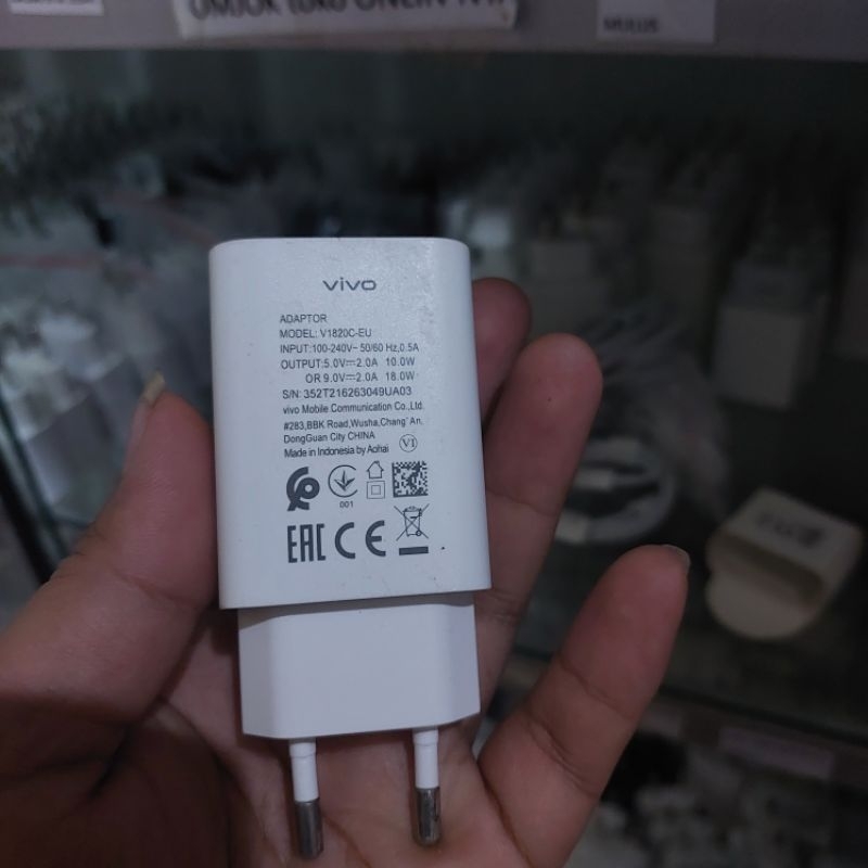 Travel Adaptor Charger kepala 18w Vivo Copotan Bekas Y21s Y20s Original Tanpa kabel
