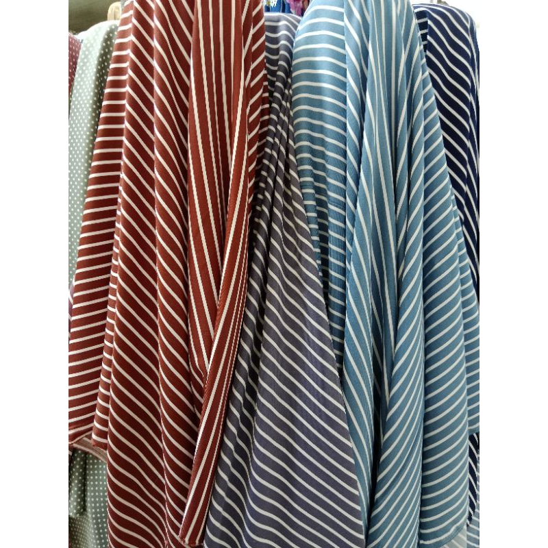 Bahan Kain Shakila Armani Motif Salur Kain Shakila Streets Jatuh Dan Lembut