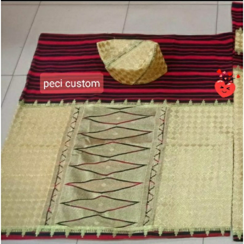 tapis lampung kain bapak bordir tenun set peci full jungsarat