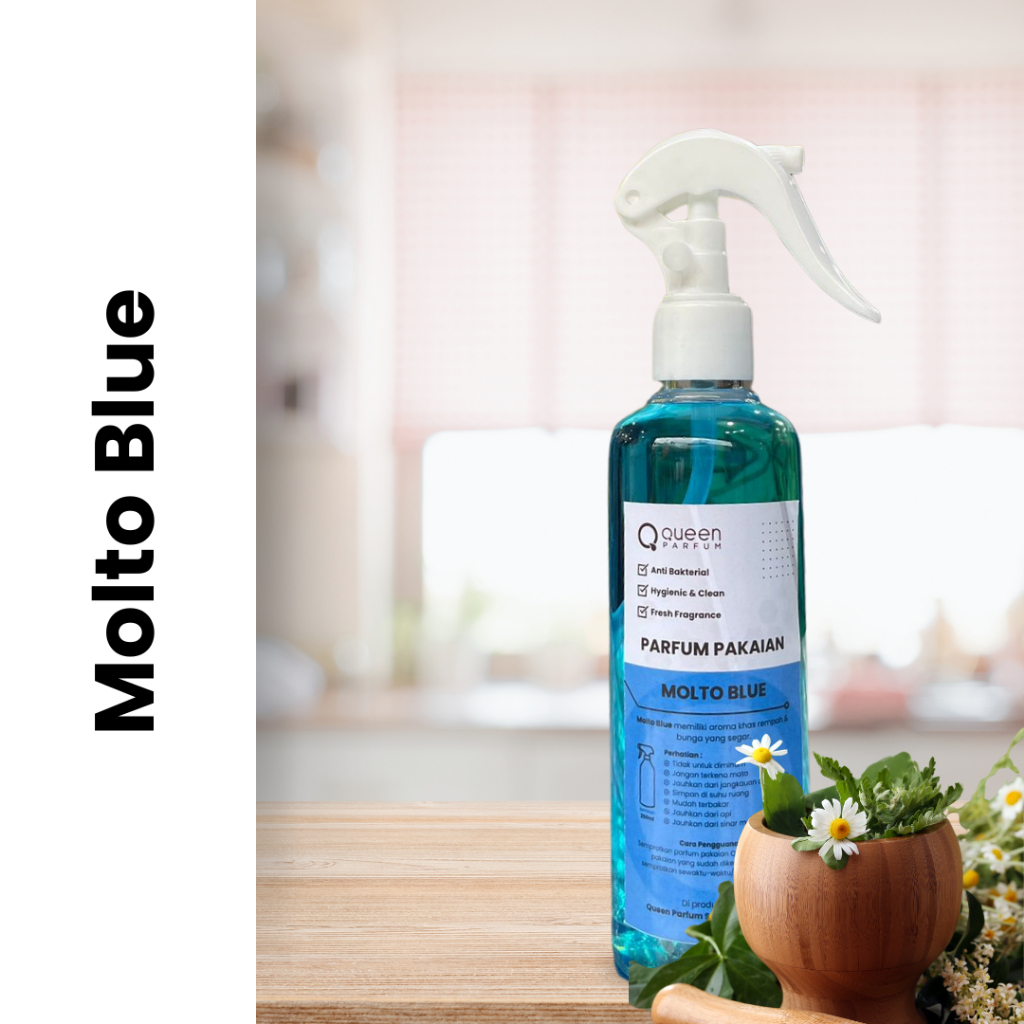 Parfum Laundry Pewangi Pakaian Molto Blue 250ml Botol Spray Plastik Pelicin Baju Setrika