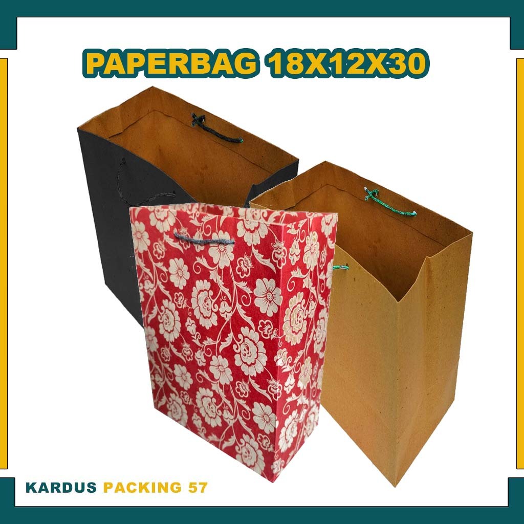 

Paper Bag 18X12X30 (PAKET 12 PCS) / Tas Kertas / Tas Kado / Tas Souvenir