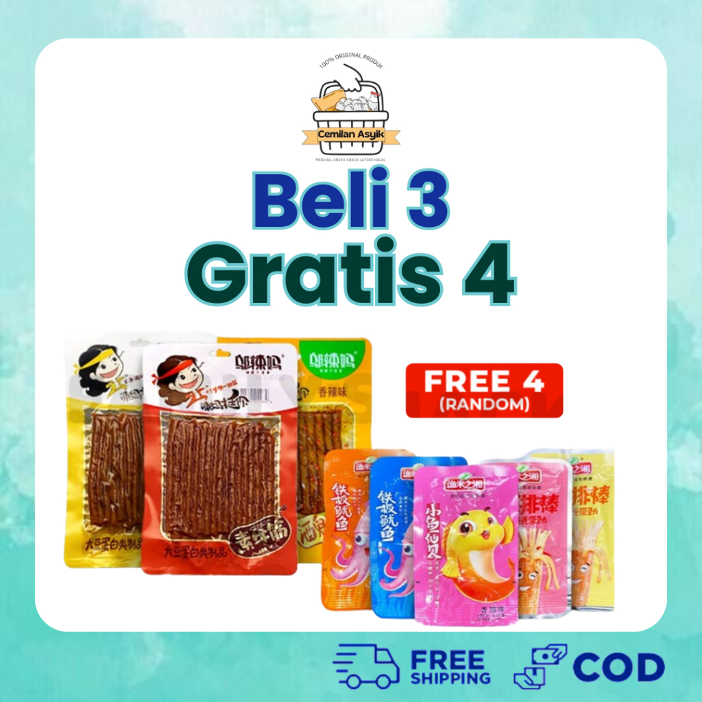 

Latiao - [HALAL] Buy 3 Get 4 Free | Wulama Latiao Bundle | Wulama Gluten | Cemilan Snack A Food Vegetarian Latiao