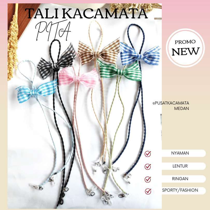 TALI KACAMATA RANTAI KACAMATA 2IN1 ELASTIS FASHION ATAU OLAHRAGA MOTIF PITA KOREA