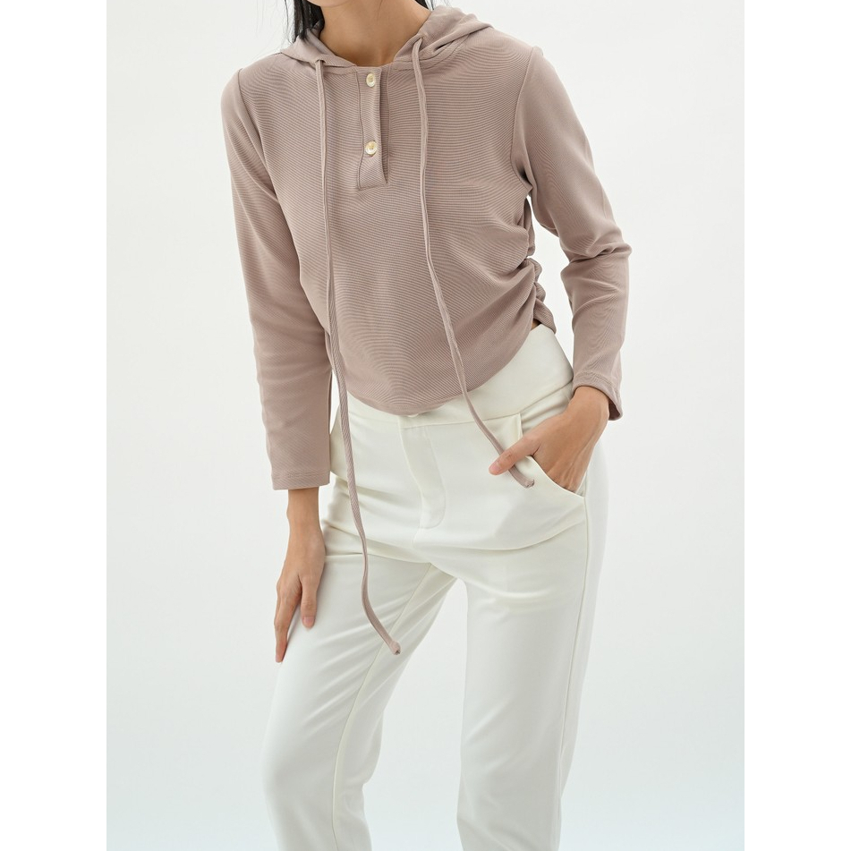 MASCOT Atasan Wanita Hoodie Serut Tangan Panjang (042) Crop Blouse Knitt Rib