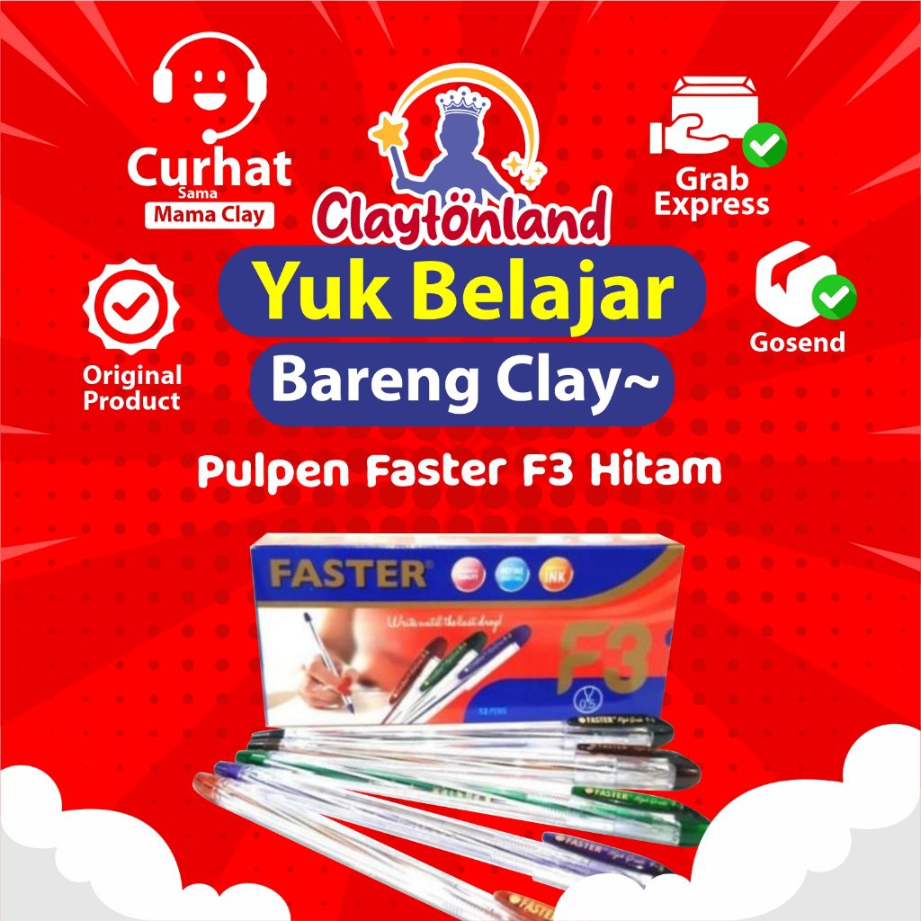 

Pulpen / Bolpen / Bolpoint Faster F3 Hitam ( Lusin )
