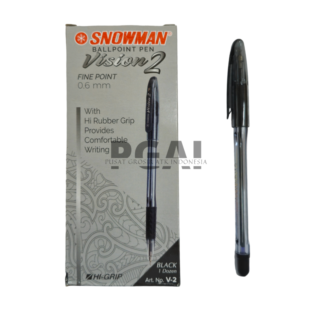 

BOLPOIN PULPEN BALLPOINT SNOWMAN V2 TINTA HITAM 0.6 MM 1 PACK ISI 12 PCS HI-GRIP STATIONERY PEN