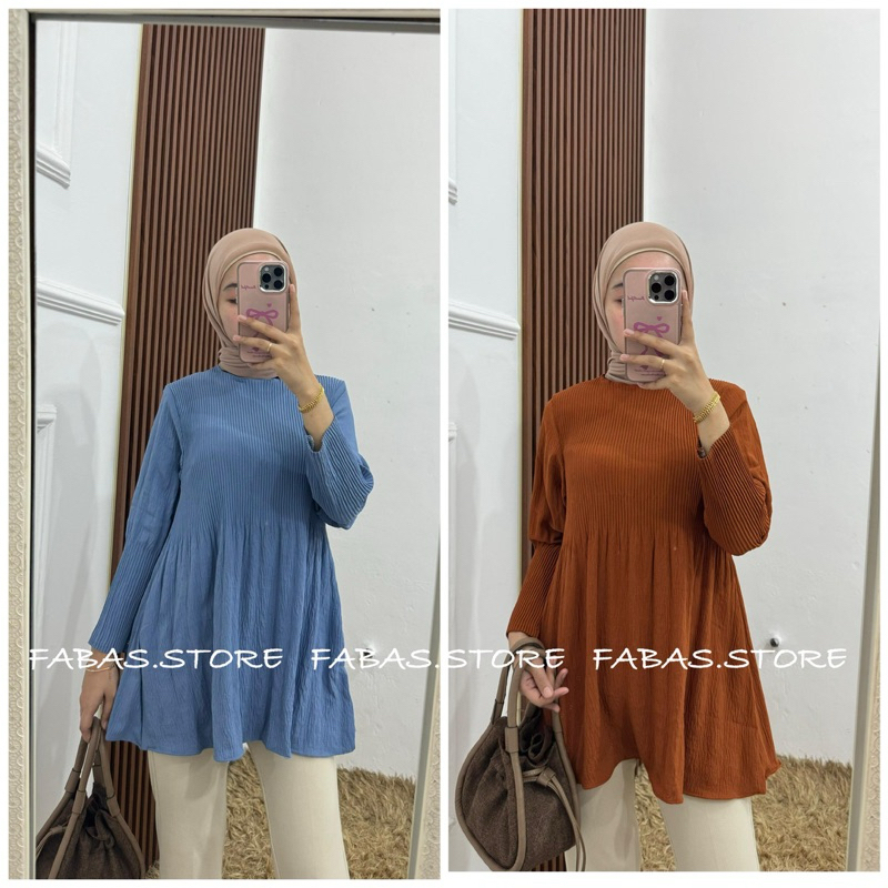 Anastasya blouse Plisket- Blouse Plisket Lengan Balon- Atasan plisket